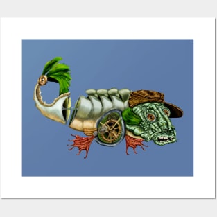 Bobart Spittle the steampunk archer fish Posters and Art